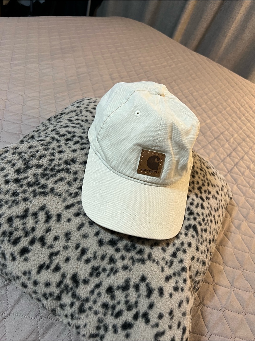 Carhartt Kids Cream Canvas Baseball Hat with Brown Logo Patch